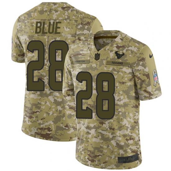 Men's Nike Houston Texans 28 Alfred Blue Limited Camo 2018 Salute to Service NFL Jersey