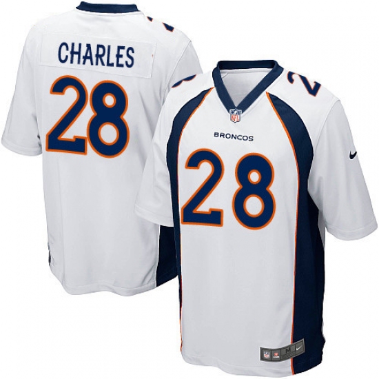 Men's Nike Denver Broncos 28 Jamaal Charles Game White NFL Jersey