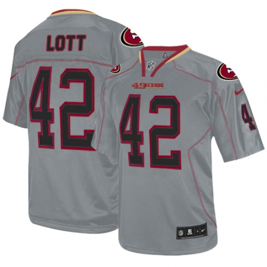 Men's Nike San Francisco 49ers 42 Ronnie Lott Elite Lights Out Grey NFL Jersey