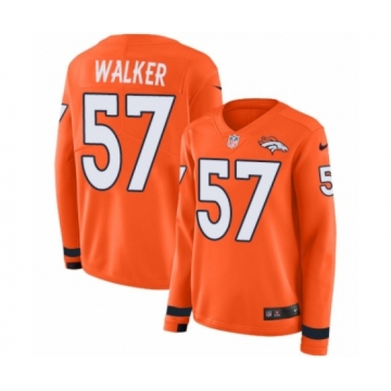 Women's Nike Denver Broncos 57 Demarcus Walker Limited Orange Therma Long Sleeve NFL Jersey