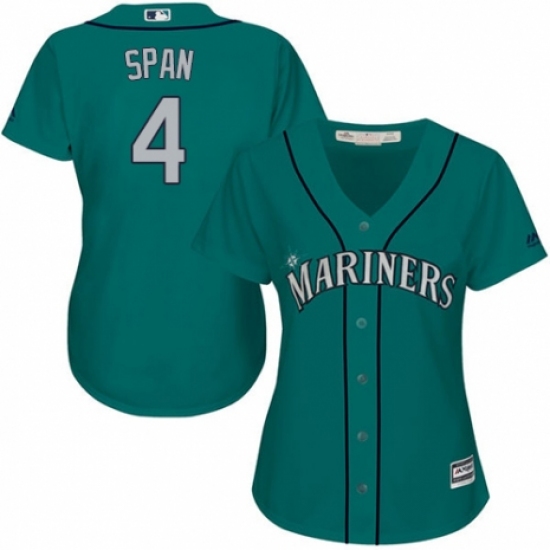 Women's Majestic Seattle Mariners 4 Denard Span Replica Teal Green Alternate Cool Base MLB Jersey