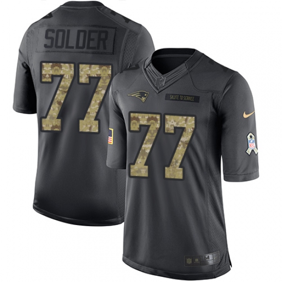 Men's Nike New England Patriots 77 Nate Solder Limited Black 2016 Salute to Service NFL Jersey