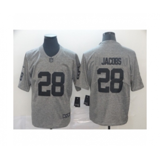 Men's Oakland Raiders 28 Josh Jacobs Limited Gray Rush Gridiron Football Jersey