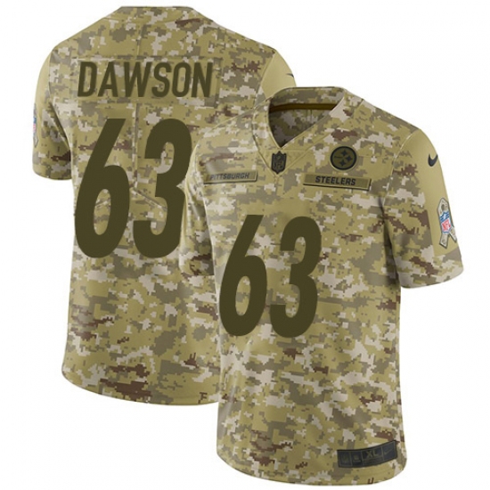 Youth Nike Pittsburgh Steelers 63 Dermontti Dawson Limited Camo 2018 Salute to Service NFL Jersey