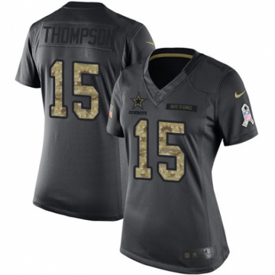Women's Nike Dallas Cowboys 15 Deonte Thompson Limited Black 2016 Salute to Service NFL Jersey