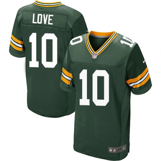 Men's Green Bay Packers 10 Jordan Love Green Team Color Stitched NFL Vapor Untouchable Elite Jersey