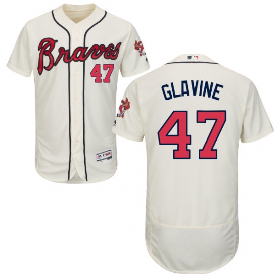 Men's Majestic Atlanta Braves 47 Tom Glavine Cream Alternate Flex Base Authentic Collection MLB Jersey