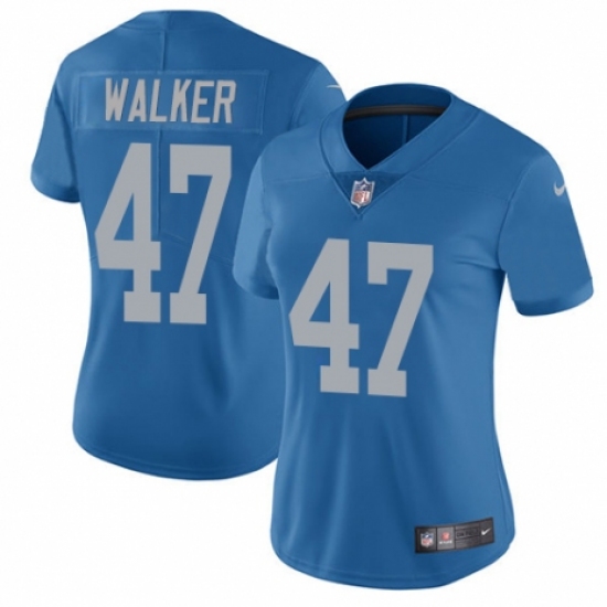Women's Nike Detroit Lions 47 Tracy Walker Blue Alternate Vapor Untouchable Elite Player NFL Jersey