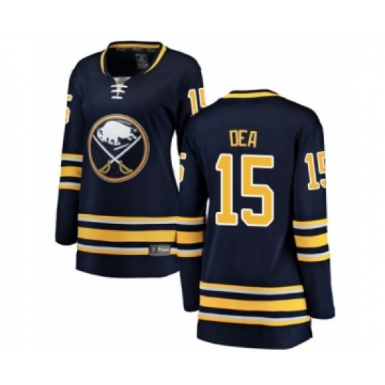 Women's Buffalo Sabres 15 Jean-Sebastien Dea Fanatics Branded Navy Blue Home Breakaway Hockey Jersey