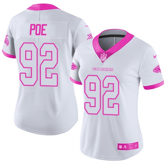 Women's Nike Atlanta Falcons 92 Dontari Poe Limited White/Pink Rush Fashion NFL Jersey