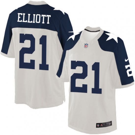 Youth Nike Dallas Cowboys 21 Ezekiel Elliott Elite White Throwback Alternate NFL Jersey