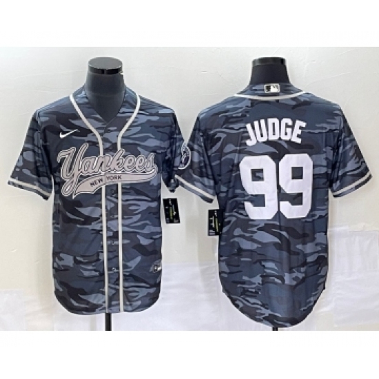 Men's New York Yankees 99 Aaron Judge Grey Camo Cool Base Stitched Baseball Jersey