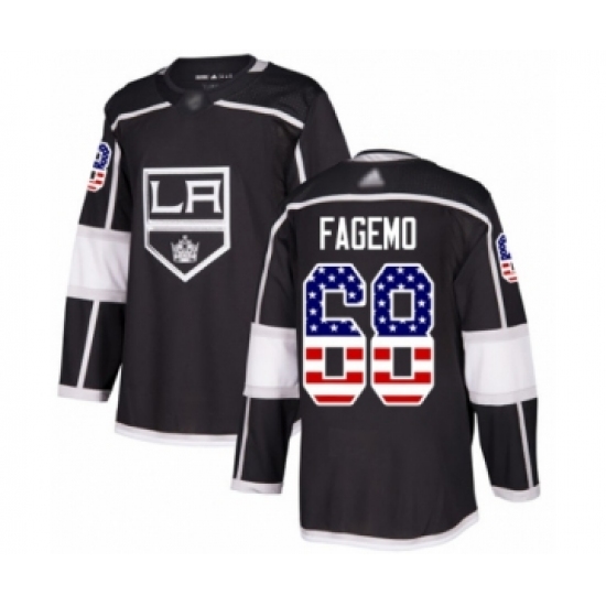 Men's Los Angeles Kings 68 Samuel Fagemo Authentic Black USA Flag Fashion Hockey Jersey