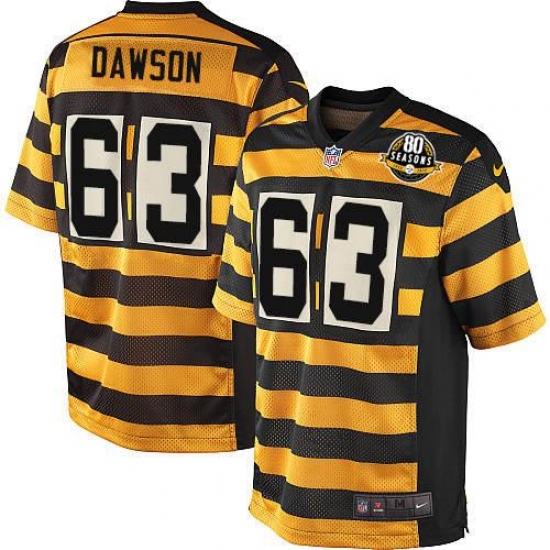 Men's Nike Pittsburgh Steelers 63 Dermontti Dawson Elite Yellow/Black Alternate 80TH Anniversary Throwback NFL Jersey