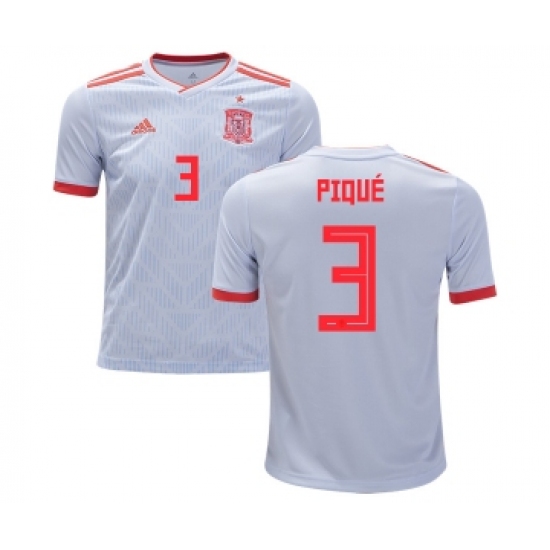 Spain 3 Pique Away Kid Soccer Country Jersey