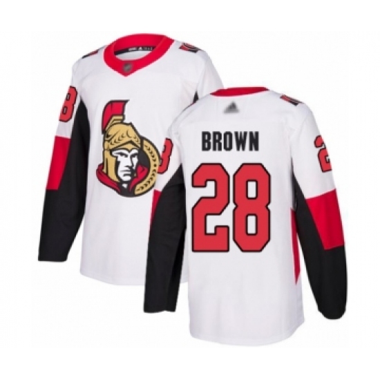 Youth Ottawa Senators 28 Connor Brown Authentic White Away Hockey Jersey