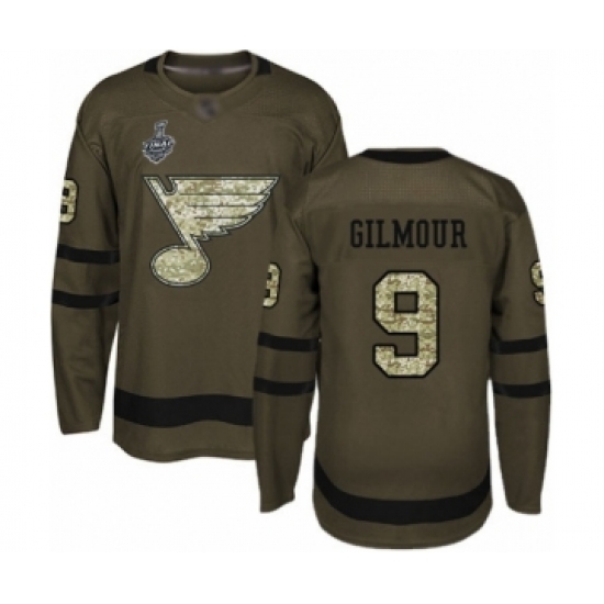 Youth St. Louis Blues 9 Doug Gilmour Authentic Green Salute to Service 2019 Stanley Cup Final Bound Hockey Jersey