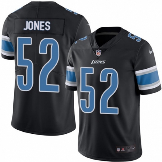 Men's Nike Detroit Lions 52 Christian Jones Limited Black Rush Vapor Untouchable NFL Jersey