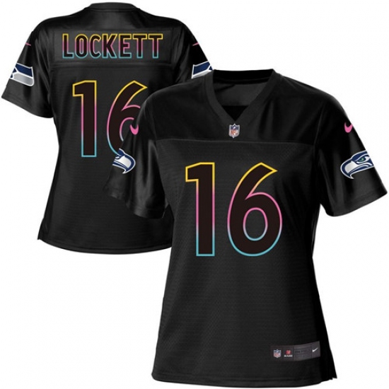 Women's Nike Seattle Seahawks 16 Tyler Lockett Game Black Team Color NFL Jersey