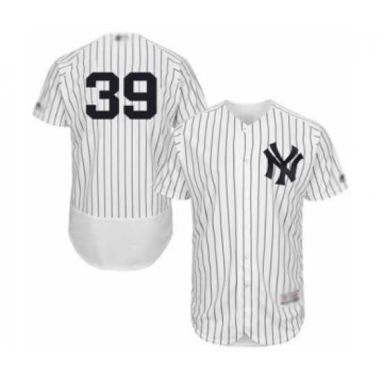 Men's New York Yankees 39 Mike Tauchman White Home Flex Base Authentic Collection Baseball Player Jersey