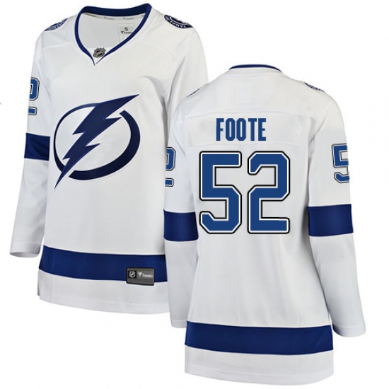 Women's Tampa Bay Lightning 52 Callan Foote Fanatics Branded White Away Breakaway NHL Jersey