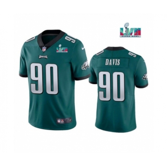Men's Philadelphia Eagles 90 Jordan Davis Green Super Bowl LVII Patch Vapor Untouchable Limited Stitched Jersey