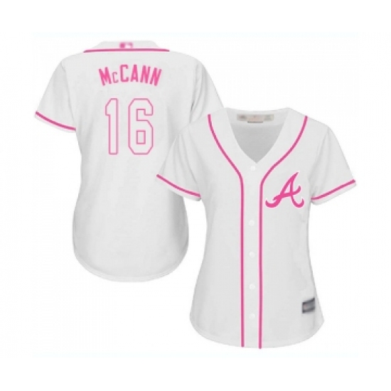 Women's Atlanta Braves 16 Brian McCann Replica White Fashion Cool Base Baseball Jersey