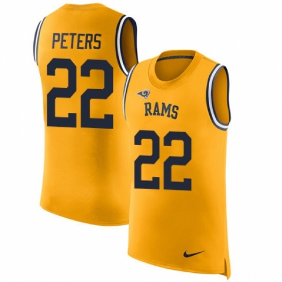Men's Nike Los Angeles Rams 22 Marcus Peters Limited Gold Rush Player Name & Number Tank Top NFL Jersey