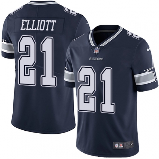 Men's Nike Dallas Cowboys 21 Ezekiel Elliott Navy Blue Team Color Vapor Untouchable Limited Player NFL Jersey