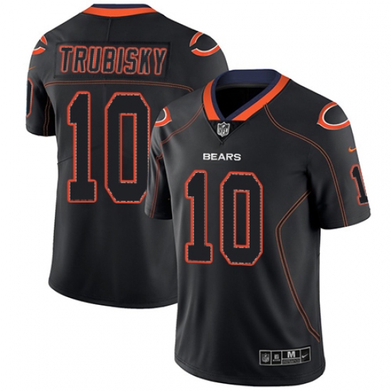 Men's Nike Chicago Bears 10 Mitchell Trubisky Limited Lights Out Black Rush NFL Jersey