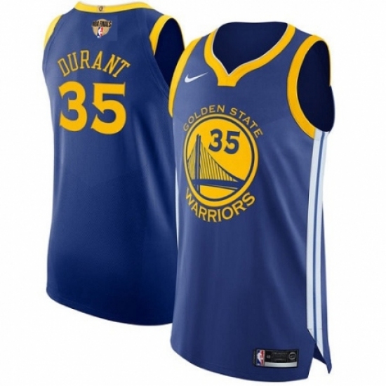 Youth Nike Golden State Warriors 35 Kevin Durant Authentic Royal Blue Road 2018 NBA Finals Bound NBA Jersey - Icon Edition
