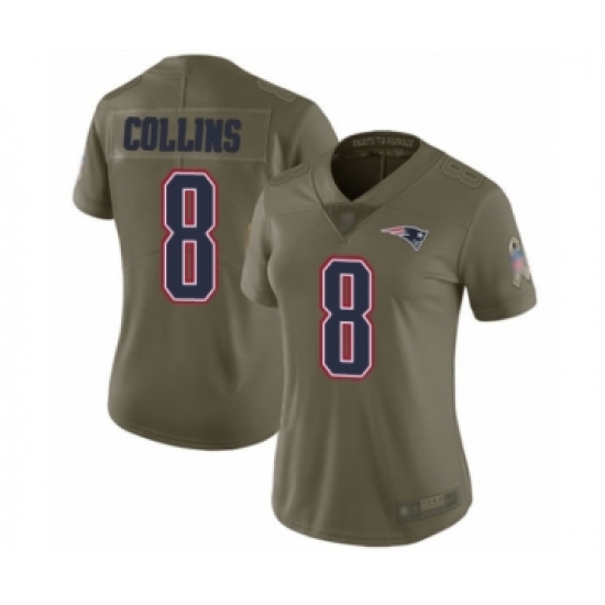 Women's New England Patriots 8 Jamie Collins Limited Olive 2017 Salute to Service Football Jersey
