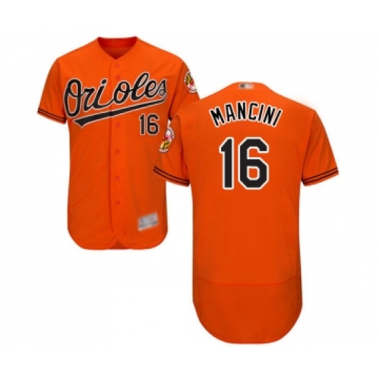 Men's Baltimore Orioles 16 Trey Mancini Orange Alternate Flex Base Authentic Collection Baseball Jersey