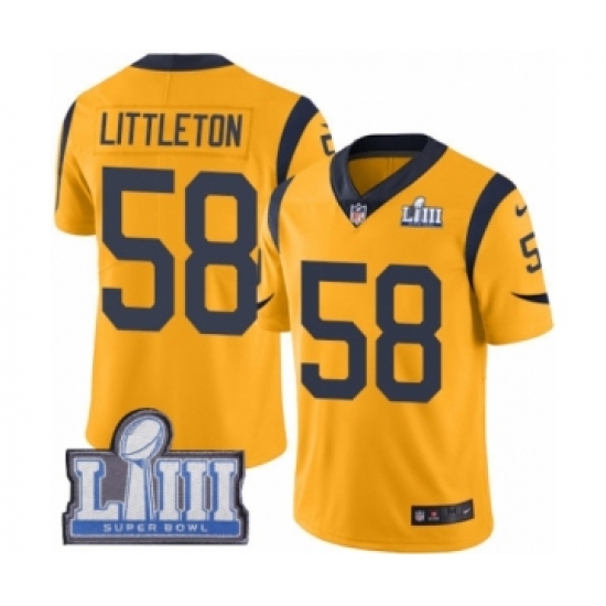 Youth Nike Los Angeles Rams 58 Cory Littleton Limited Gold Rush Vapor Untouchable Super Bowl LIII Bound NFL Jersey