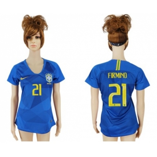 Women's Brazil 21 Firmino Away Soccer Country Jersey