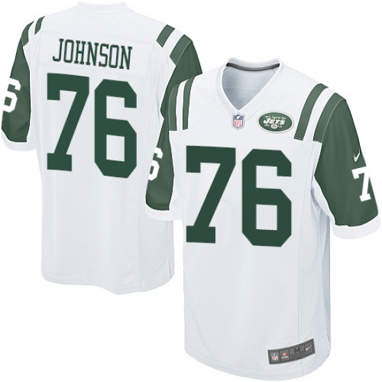 Men's Nike New York Jets 76 Wesley Johnson Game White NFL Jersey