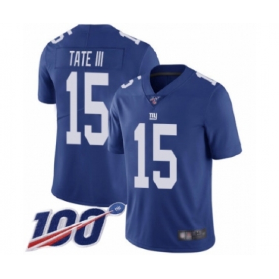 Men's New York Giants 15 Golden Tate III Royal Blue Team Color Vapor Untouchable Limited Player 100th Season Football Jersey