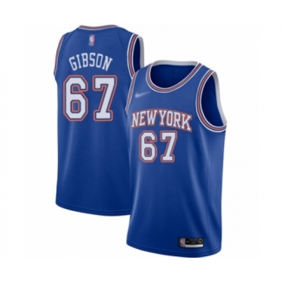 Men's New York Knicks 67 Taj Gibson Authentic Blue Basketball Jersey - Statement Edition