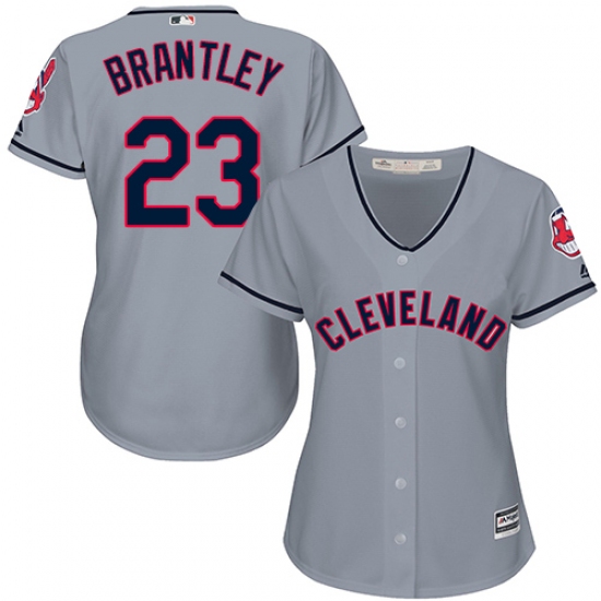 Women's Majestic Cleveland Indians 23 Michael Brantley Replica Grey Road Cool Base MLB Jersey