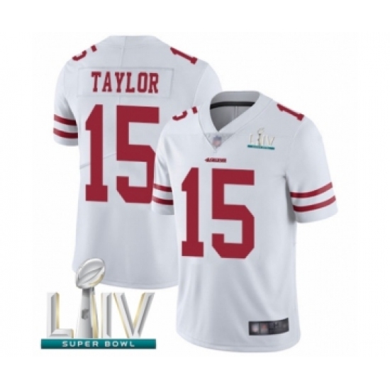 Men's San Francisco 49ers 15 Trent Taylor White Vapor Untouchable Limited Player Super Bowl LIV Bound Football Jersey