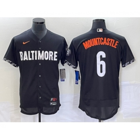 Men's Baltimore Orioles 6 Ryan Mountcastle Black 2023 City Connect Flex Base Stitched Jersey 1
