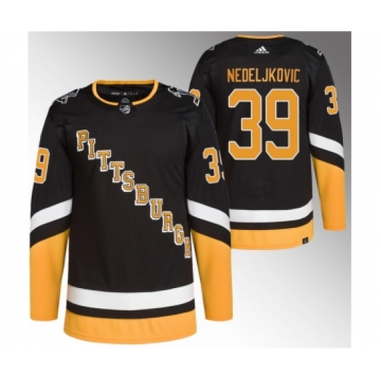 Men's Pittsburgh Penguins 39 Alex Nedeljkovic Black 2021-22 Alternate Primegreen Stitched Jersey