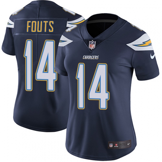 Women's Nike Los Angeles Chargers 14 Dan Fouts Navy Blue Team Color Vapor Untouchable Limited Player NFL Jersey