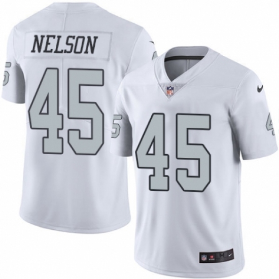 Youth Nike Oakland Raiders 45 Nick Nelson Limited White Rush Vapor Untouchable NFL Jersey