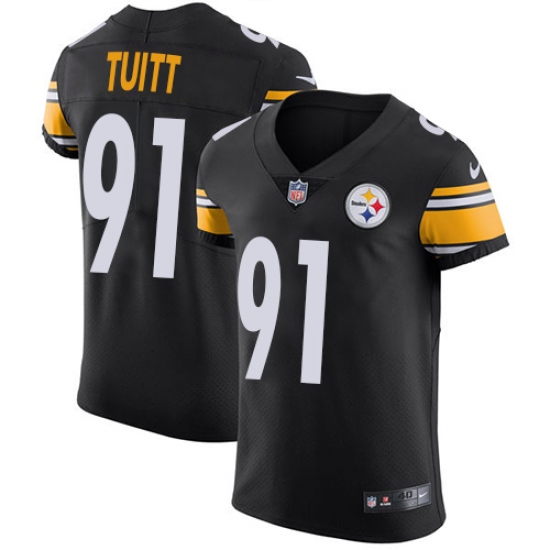 Men's Nike Pittsburgh Steelers 91 Stephon Tuitt Black Team Color Vapor Untouchable Elite Player NFL Jersey