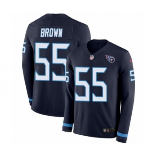 Youth Nike Tennessee Titans 55 Jayon Brown Limited Navy Blue Therma Long Sleeve NFL Jersey