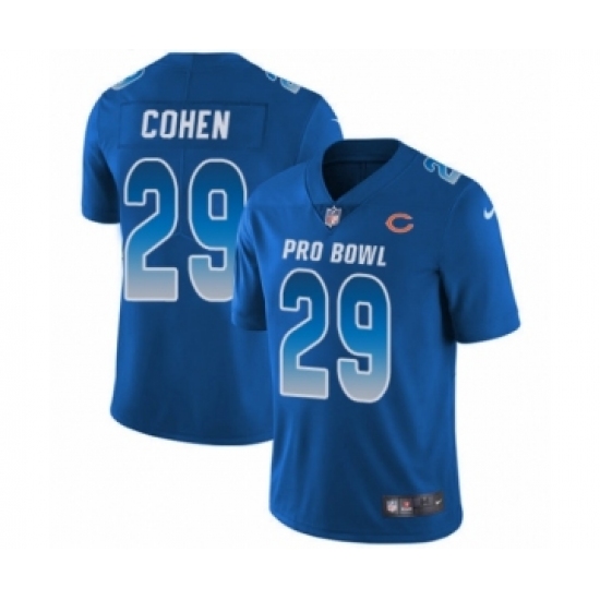 Men's Nike Chicago Bears 29 Tarik Cohen Limited Royal Blue NFC 2019 Pro Bowl NFL Jersey