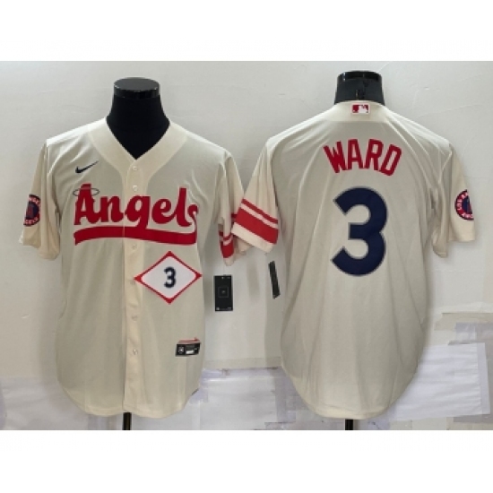 Men's Los Angeles Angels 3 Taylor Ward Number Cream 2022 City Connect Cool Base Stitched Jersey