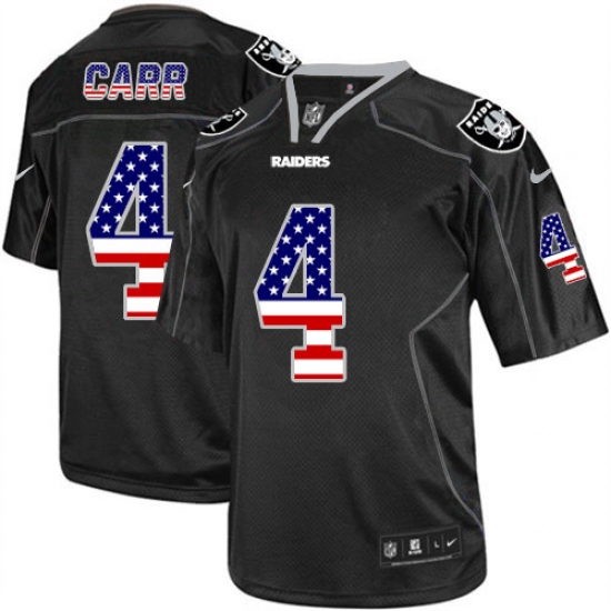 Men's Nike Oakland Raiders 4 Derek Carr Elite Black USA Flag Fashion NFL Jersey