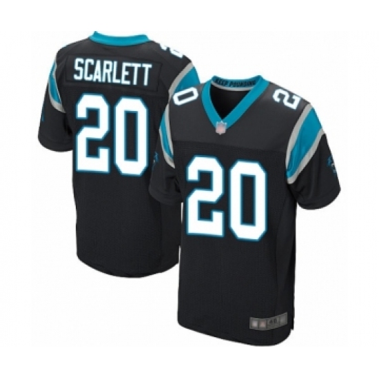 Men's Carolina Panthers 20 Jordan Scarlett Elite Black Team Color Football Jersey